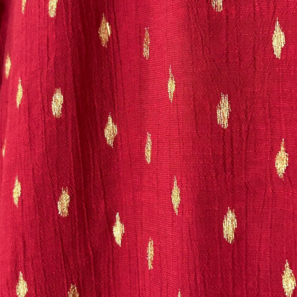 Cato Boho Flowy Peasant Bell Sleeve Blouse - 18/20W - Crimson Red, Gold - Picture 6 of 12